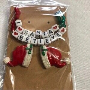 I Believe Santa Bracelets Santa Hat Earrings Set